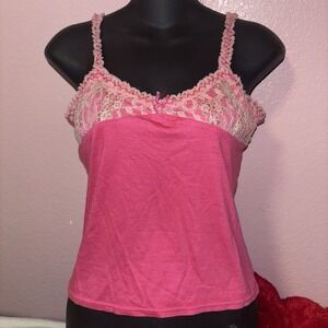 Liz Lisa Lace Ribbon Cami top Pink Pearl Gyaru Dollette Whimsical Top Size Small